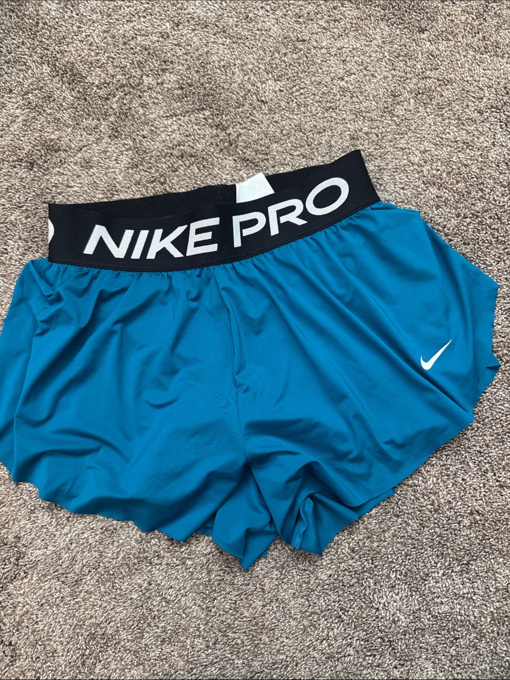 Nike Pro GIRLS Teal Athletic Shorts with White Swoosh